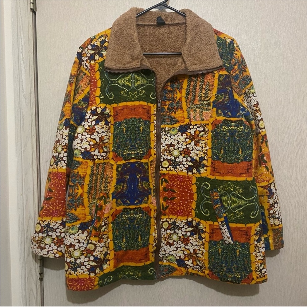 Cottegecore Patchwork Print Coat - SHEIN - Size 2XL